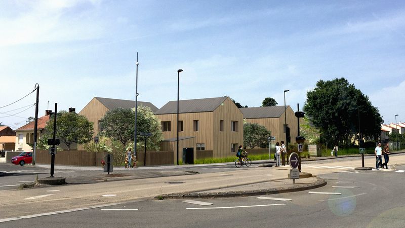 Le programme Mélodie, à Vertou. Les habitations avec jardin et deux places de stationnement sont commercialisées à 290 000 euros en moyenne grâce au bail réel solidaire. Le dispositif permet aux ménages modestes d’acheter 30 à 50 % moins cher en dissociant les murs du foncier. © CIF Coopérative.
