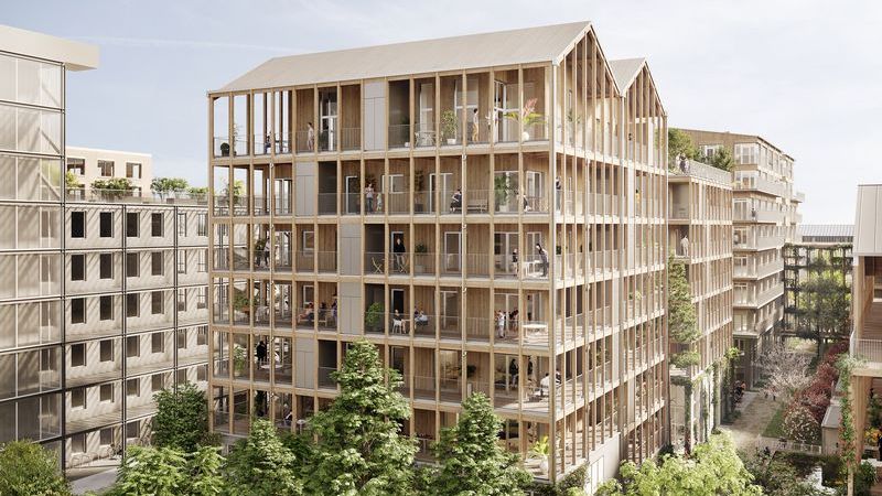 L’îlot Bergeron comprend 4 bâtiments : 2 immeubles de 39 logements et 2 immeubles qui accueilleront le siège de Doctolib et des jeunes pousses des industries culturelles et créatives. © Quartus – Chemetoff & Associés L’îlot Bergeron comprend 4 bâtiments : 2 immeubles de 39 logements et 2 immeubles qui accueilleront le siège de Doctolib et des jeunes pousses des industries culturelles et créatives. © Quartus – Chemetoff & Associés
