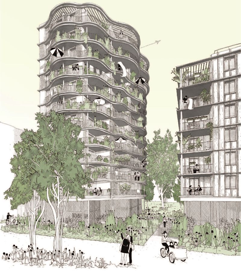 Le groupe Aethica, associé aux agences d’architecture Hardel Le Bihan et Moonwalklocal, prévoit la construction d’un immeuble de 88 logements dont 63 en accession libre et 25 logements sociaux. Ce bâtiment en R+11 proposera des logements en gradins, offrant différentes orientations et vues, et des espaces extérieurs généreux. Crédit : Aethica-Hardel Le Bihan-Moonwalklocal.
