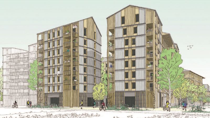 Le groupe CIF, associé à l’Atelier du Rouget Simon Teyssou & Associés et l’Atelier Belenfant Daubas, du porte un programme de 121 logements : 51 libres, 42 en bail réel solidaire, 28 sociaux. Le projet se compose d’immeubles organisés autour d’une cour arborée et d’immeubles bas intégrant des patios végétalisés. Crédit : CIF – Atelier du Rouget Simon Teyssou & Associés – Atelier Belenfant Daubas.
