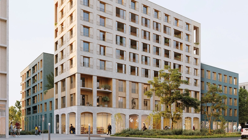 Il abritera des logements, dont une résidence inclusive d’HapiCoop’, des bureaux pour les Ecossolies , et des commerces en rez-de-chaussée. © Bond society + Schulte architekten